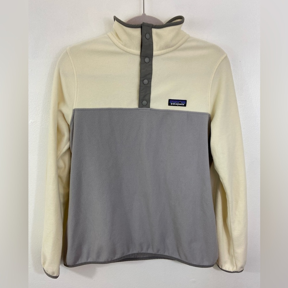 Patagonia Lightweight Snap-T Pullover Women’s M Creme Grey Colorblock Granola